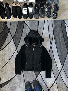 Ashley By 26 International Black Quilted Hooded Kids Jacket
